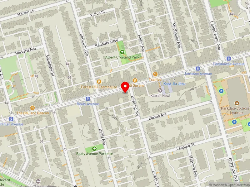 RentSafeTO apartment evaluation map view of 194 DOWLING AVE in Parkdale-High Park, Toronto
