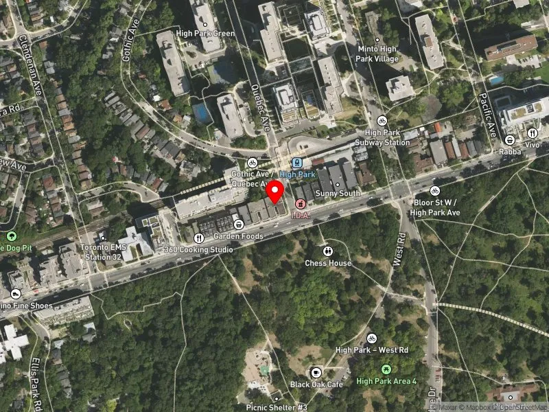 RentSafeTO apartment evaluation satellite view of 1942 BLOOR ST W in Parkdale-High Park, Toronto