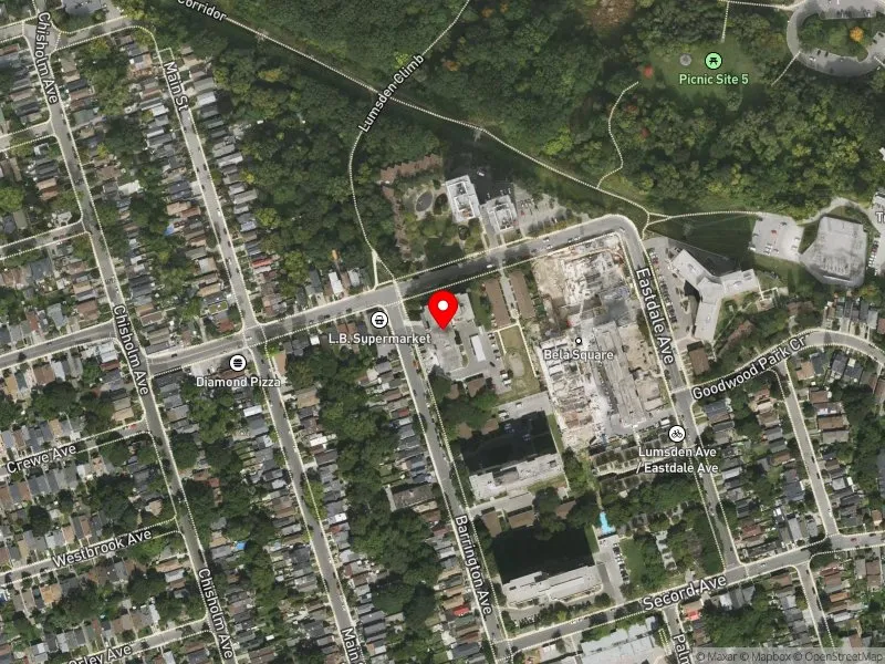 RentSafeTO apartment evaluation satellite view of 195 BARRINGTON AVE in Beaches-East York, Toronto