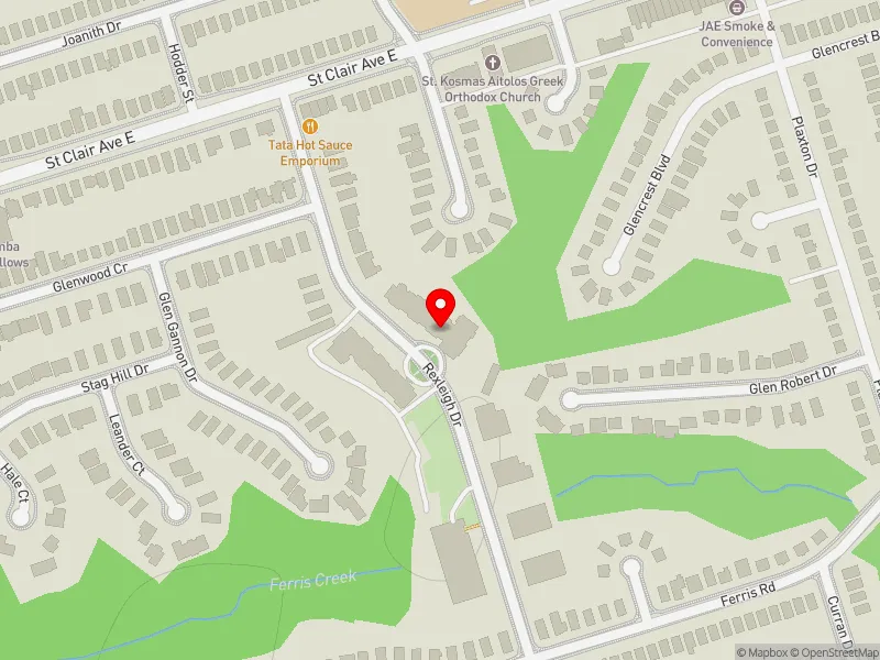 RentSafeTO apartment evaluation map view of 195 REXLEIGH DR in Beaches-East York, Toronto