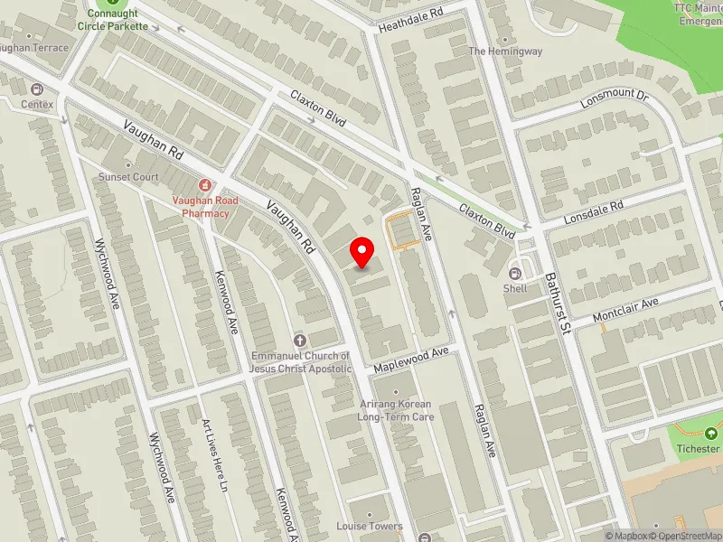 RentSafeTO apartment evaluation map view of 195 VAUGHAN RD in Toronto-St. Paul's, Toronto