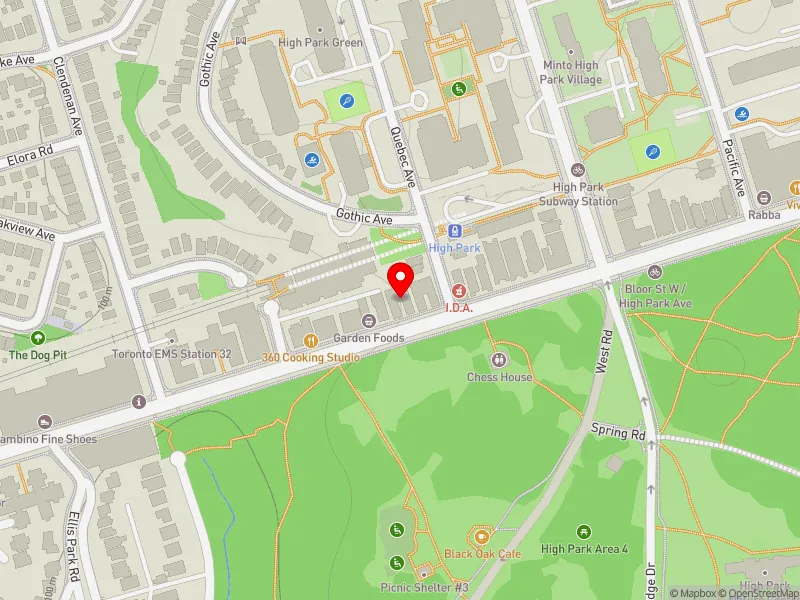 RentSafeTO apartment evaluation map view of 1950 BLOOR ST W in Parkdale-High Park, Toronto