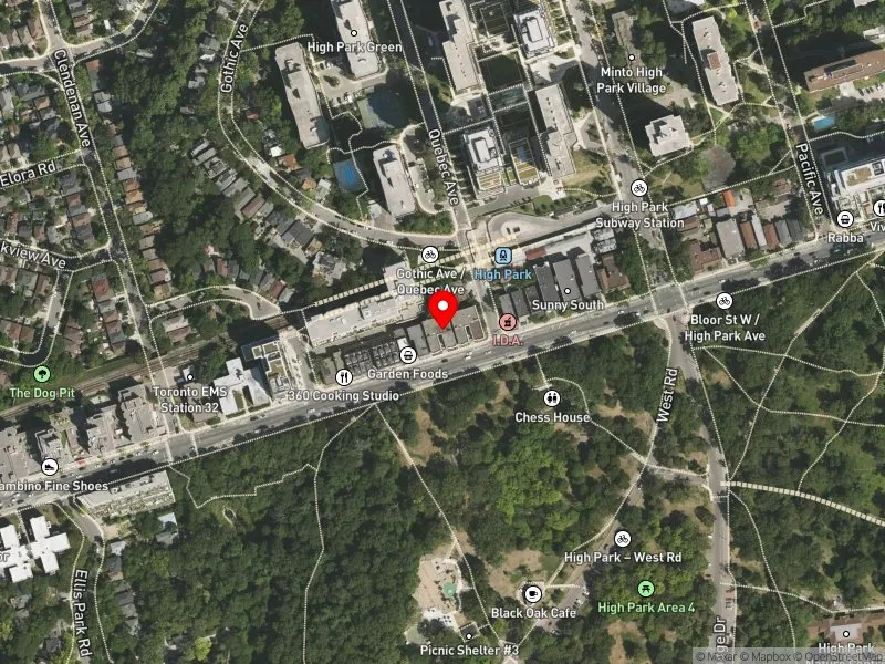 RentSafeTO apartment evaluation satellite view of 1950 BLOOR ST W in Parkdale-High Park, Toronto