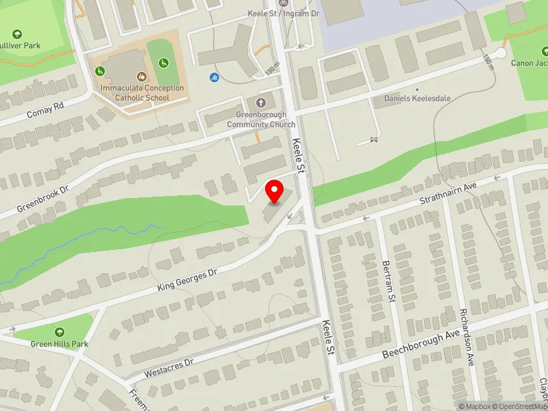 RentSafeTO apartment evaluation map view of 1960 KEELE ST in York South-Weston, Toronto