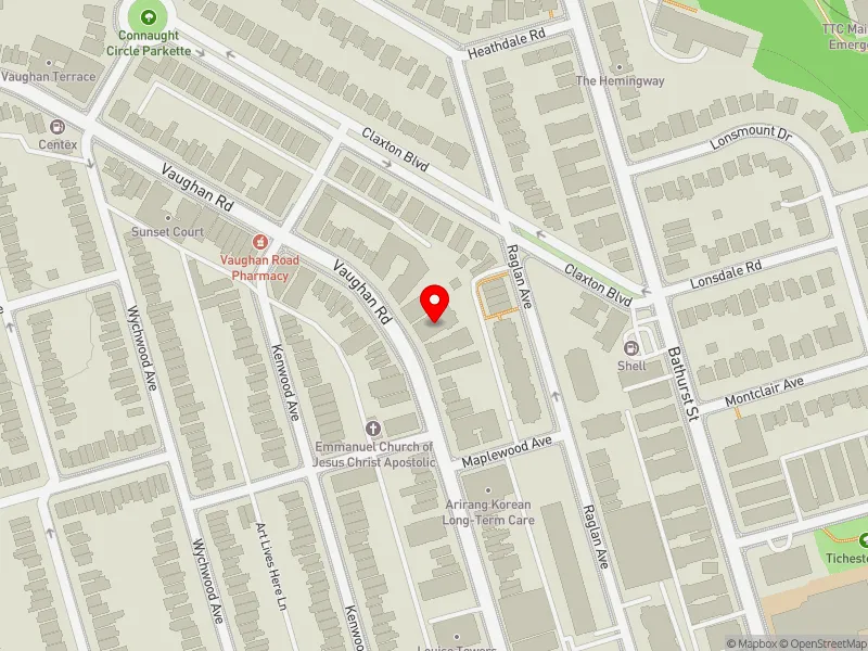 RentSafeTO apartment evaluation map view of 197 VAUGHAN RD in Toronto-St. Paul's, Toronto