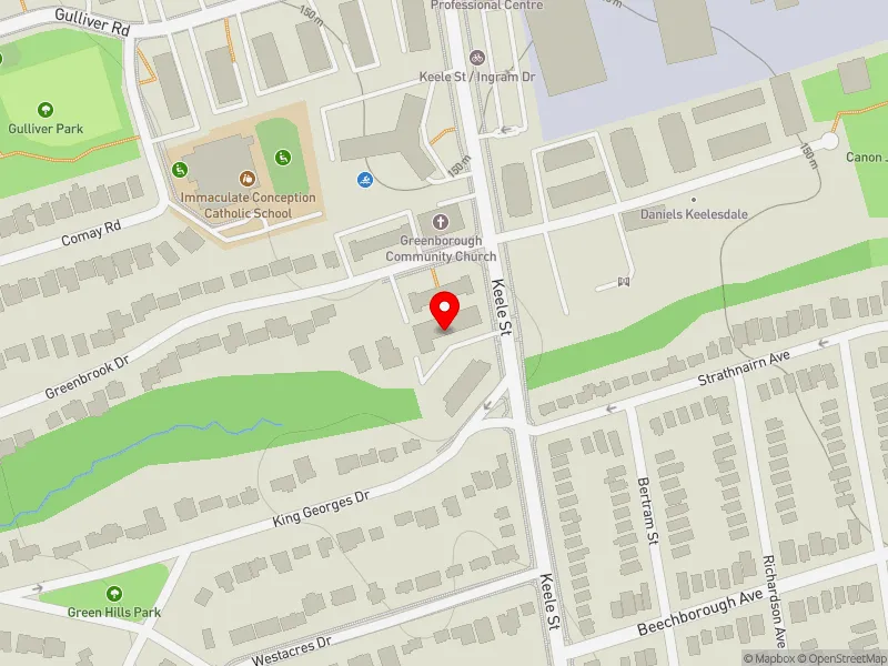 RentSafeTO apartment evaluation map view of 1970 KEELE ST in York South-Weston, Toronto