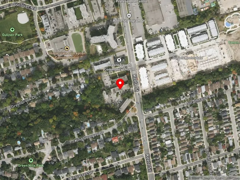 RentSafeTO apartment evaluation satellite view of 1970 KEELE ST in York South-Weston, Toronto
