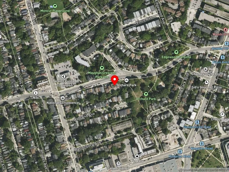 RentSafeTO apartment evaluation satellite view of 1981 DUNDAS ST E in Beaches-East York, Toronto