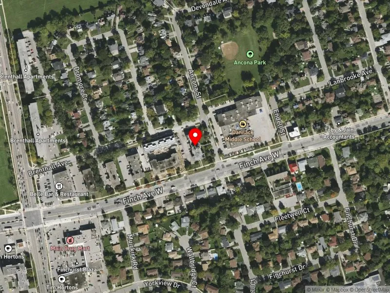 RentSafeTO apartment evaluation satellite view of 2 ANCONA ST in Willowdale, Toronto