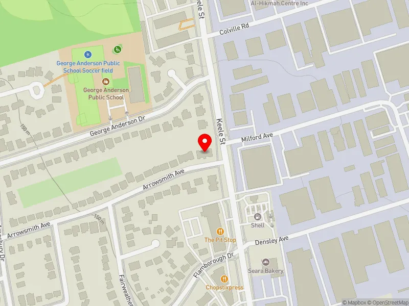 RentSafeTO apartment evaluation map view of 2 ARROWSMITH AVE in York South-Weston, Toronto