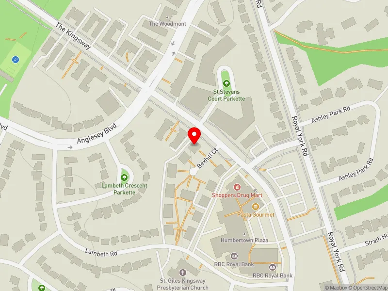 RentSafeTO apartment evaluation map view of 2 BEXHILL CRT in Etobicoke Centre, Toronto