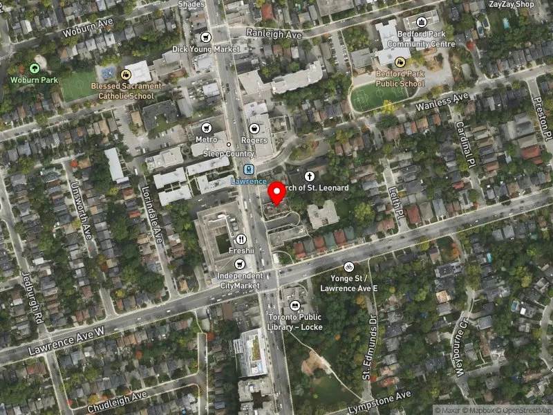 RentSafeTO apartment evaluation satellite view of 2 DU MAURIER BLVD in Don Valley West, Toronto