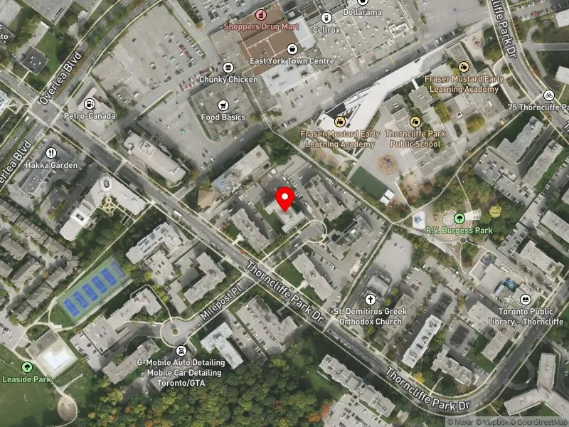 RentSafeTO apartment evaluation satellite view of 2 GRANDSTAND PL in Don Valley West, Toronto