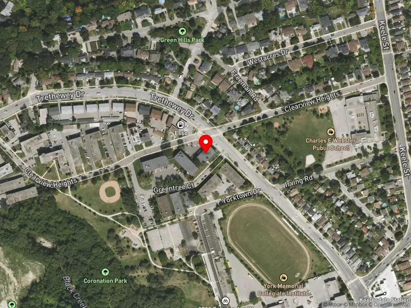 RentSafeTO apartment evaluation satellite view of 2 GREENTREE CRT in York South-Weston, Toronto