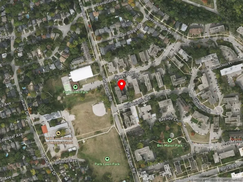 RentSafeTO apartment evaluation satellite view of 2 HILL HEIGHTS RD in Etobicoke-Lakeshore, Toronto