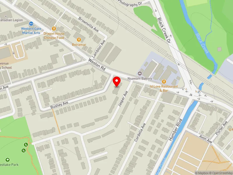 RentSafeTO apartment evaluation map view of 2 JASPER AVE in York South-Weston, Toronto