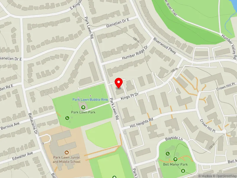RentSafeTO apartment evaluation map view of 2 KINGS POINT DR in Etobicoke-Lakeshore, Toronto