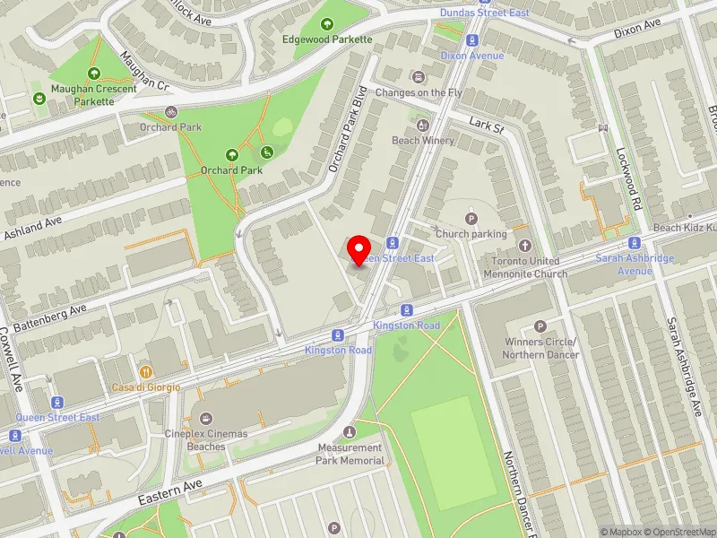 RentSafeTO apartment evaluation map view of 2 KINGSTON RD in Beaches-East York, Toronto