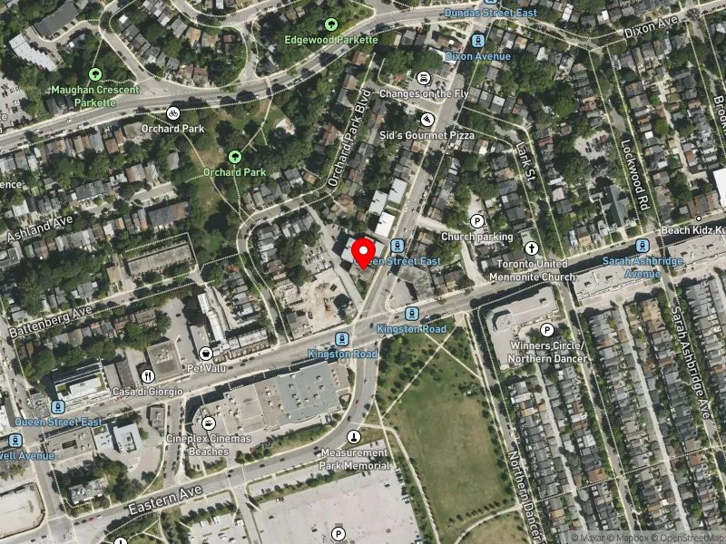 RentSafeTO apartment evaluation satellite view of 2 KINGSTON RD in Beaches-East York, Toronto