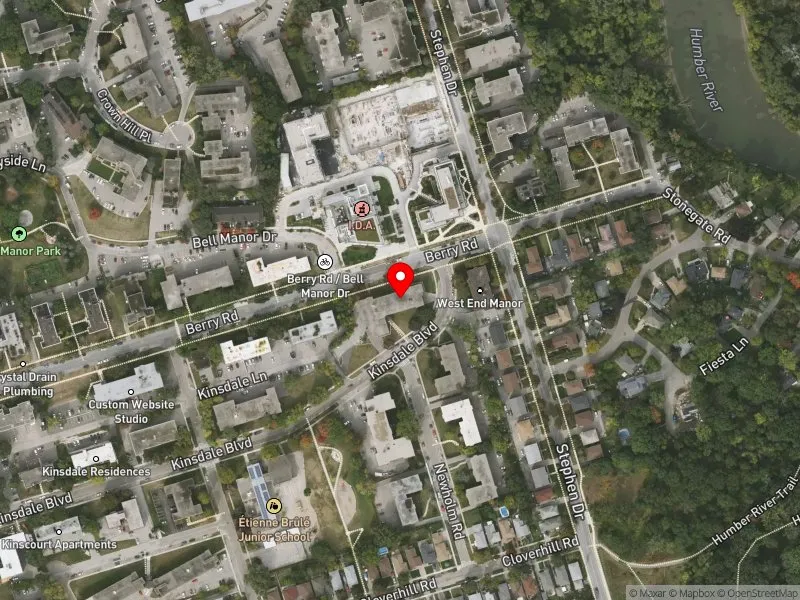 RentSafeTO apartment evaluation satellite view of 2 KINSDALE BLVD in Etobicoke-Lakeshore, Toronto