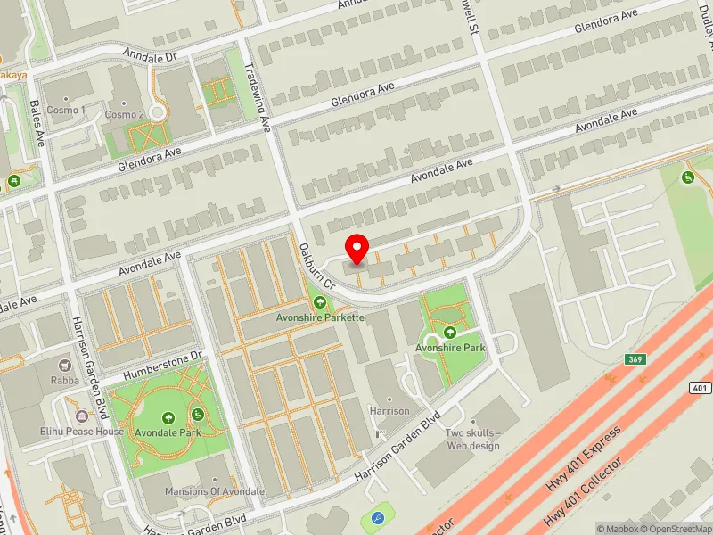 RentSafeTO apartment evaluation map view of 2 OAKBURN CRES in Willowdale, Toronto