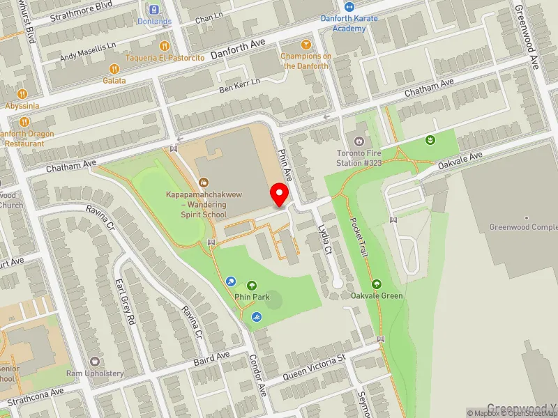 RentSafeTO apartment evaluation map view of 2 PHIN AVE in Toronto-Danforth, Toronto