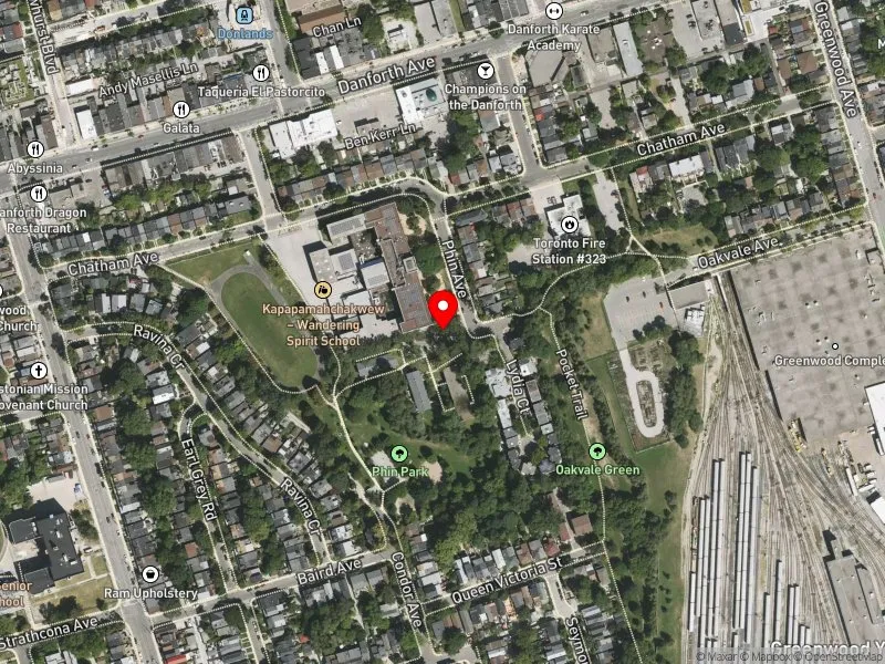 RentSafeTO apartment evaluation satellite view of 2 PHIN AVE in Toronto-Danforth, Toronto