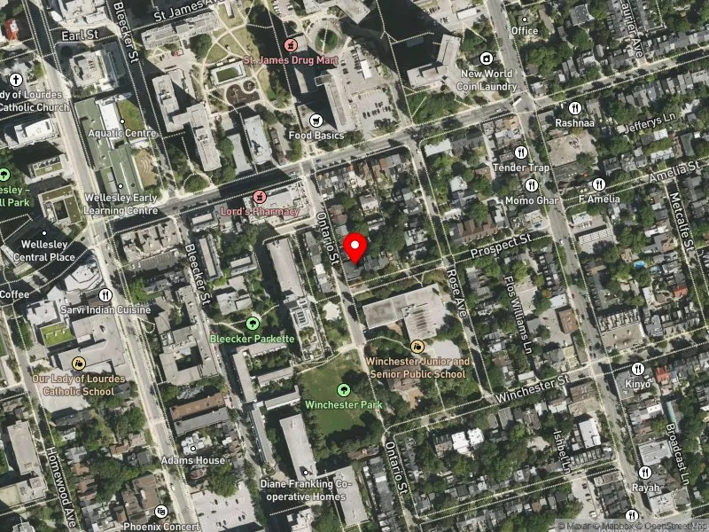 RentSafeTO apartment evaluation satellite view of 2 PROSPECT ST in Toronto Centre, Toronto