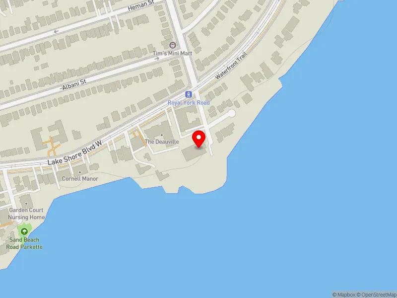 RentSafeTO apartment evaluation map view of 2 ROYAL YORK RD in Etobicoke-Lakeshore, Toronto