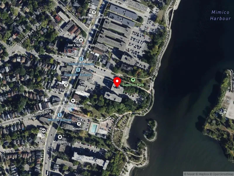 RentSafeTO apartment evaluation satellite view of 2 SUPERIOR AVE in Etobicoke-Lakeshore, Toronto