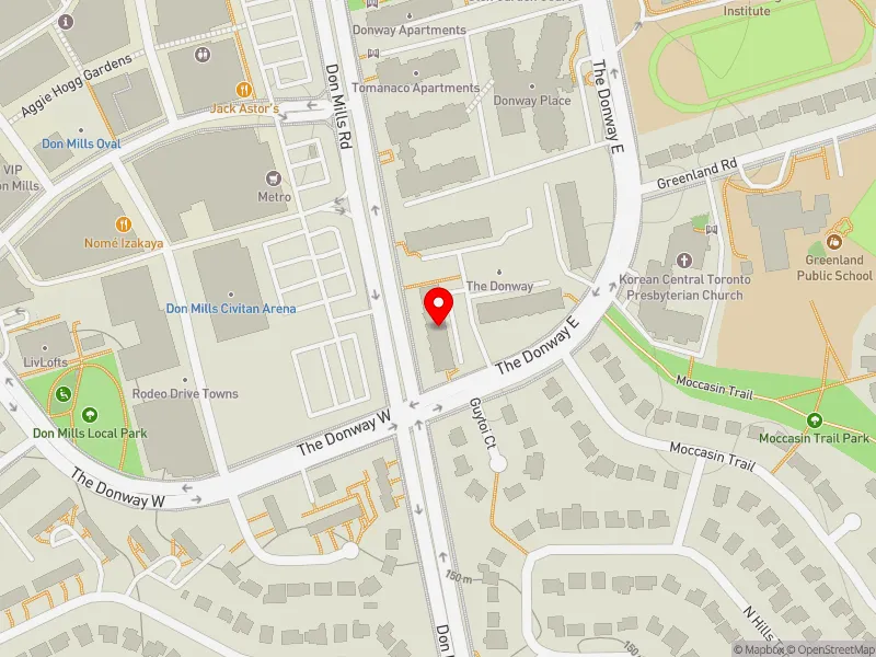 RentSafeTO apartment evaluation map view of 2 THE DONWAY E in Don Valley East, Toronto