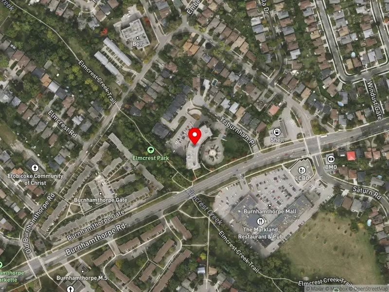 RentSafeTO apartment evaluation satellite view of 2 TRIBURNHAM PL in Etobicoke Centre, Toronto