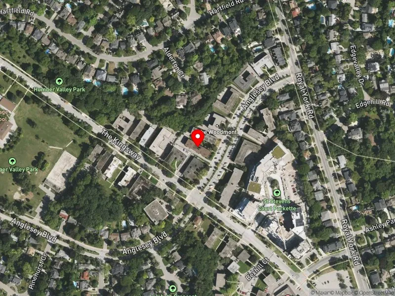 RentSafeTO apartment evaluation satellite view of 20 ANGLESEY BLVD in Etobicoke Centre, Toronto