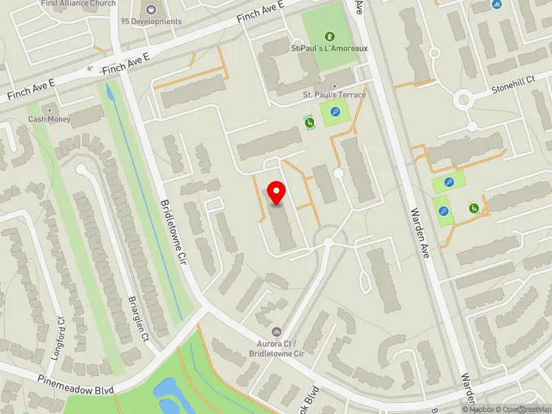 RentSafeTO apartment evaluation map view of 20 AURORA CRT in Scarborough-Agincourt, Toronto
