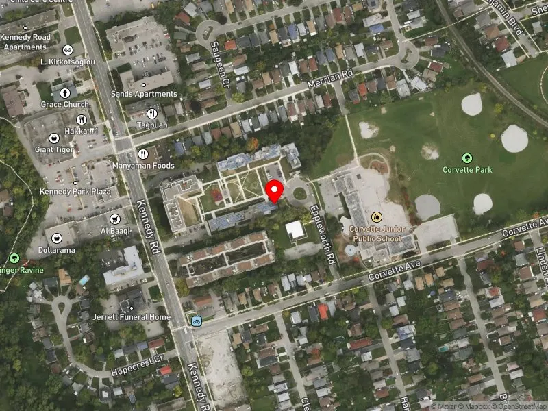 RentSafeTO apartment evaluation satellite view of 20 EPPLEWORTH RD in Scarborough Southwest, Toronto