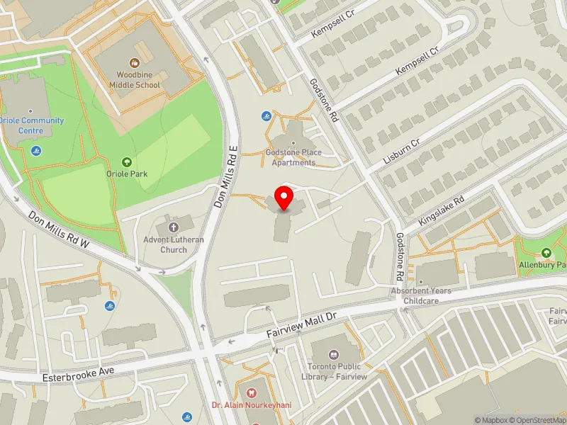 RentSafeTO apartment evaluation map view of 20 GODSTONE RD in Don Valley North, Toronto