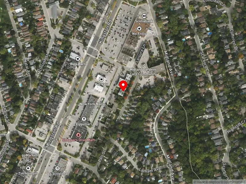 RentSafeTO apartment evaluation satellite view of 20 PELL ST in Scarborough Southwest, Toronto