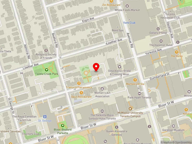 RentSafeTO apartment evaluation map view of 20 PRINCE ARTHUR AVE in University-Rosedale, Toronto