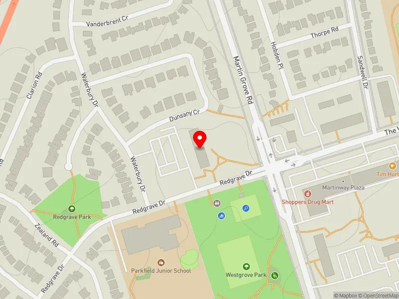 RentSafeTO apartment evaluation map view of 20 REDGRAVE DR in Etobicoke North, Toronto