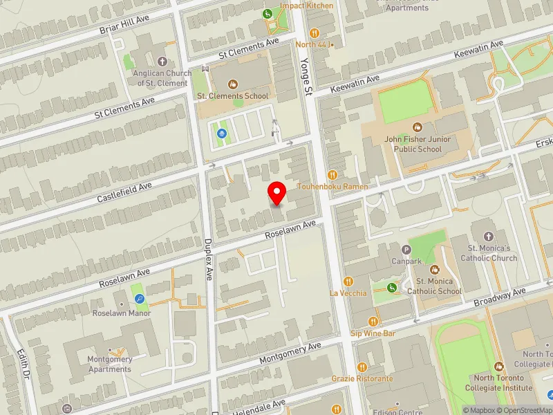 RentSafeTO apartment evaluation map view of 20 ROSELAWN AVE in Eglinton-Lawrence, Toronto