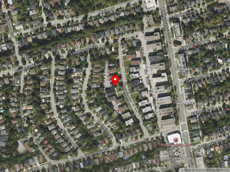 RentSafeTO apartment evaluation satellite view of 20 ROSSEAU RD in York Centre, Toronto