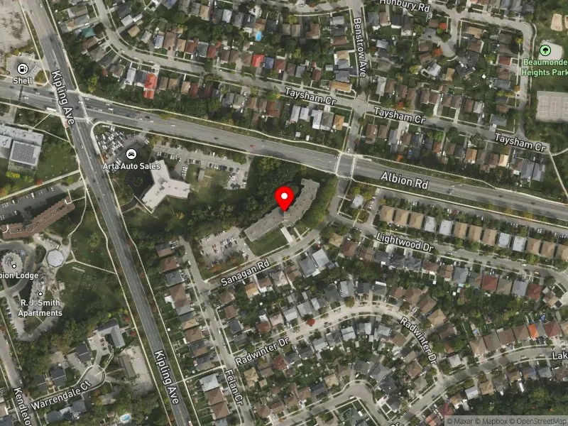 RentSafeTO apartment evaluation satellite view of 20 SANAGAN RD in Etobicoke North, Toronto