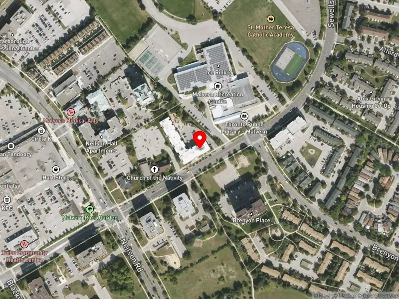 RentSafeTO apartment evaluation satellite view of 20 SEWELLS RD in Scarborough-Rouge Park, Toronto