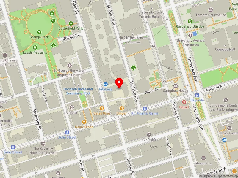 RentSafeTO apartment evaluation map view of 20 ST PATRICK ST in Spadina-Fort York, Toronto