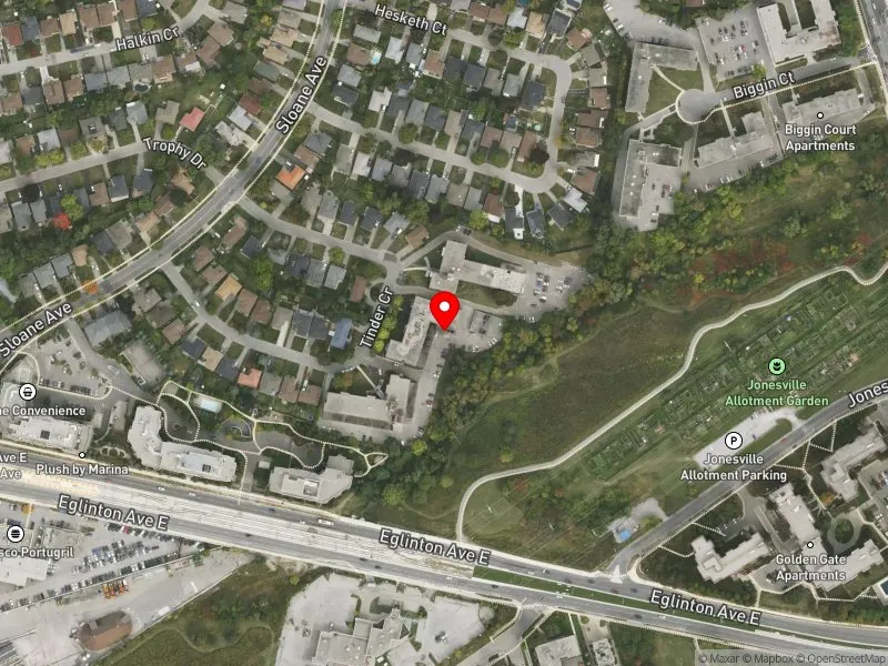 RentSafeTO apartment evaluation satellite view of 20 TINDER CRES in Don Valley East, Toronto