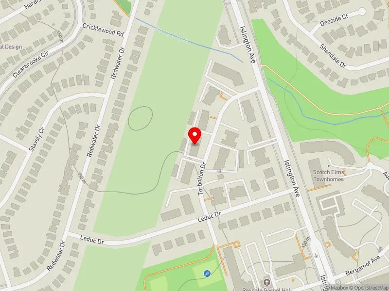 RentSafeTO apartment evaluation map view of 20 TORBOLTON DR in Etobicoke North, Toronto
