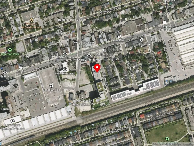 RentSafeTO apartment evaluation satellite view of 20 TRENT AVE in Beaches-East York, Toronto