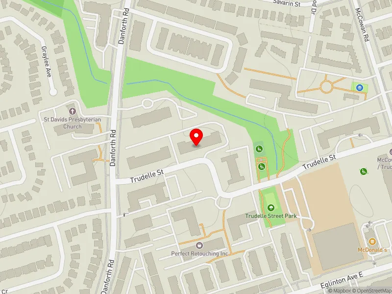 RentSafeTO apartment evaluation map view of 20 TRUDELLE ST in Scarborough Centre, Toronto