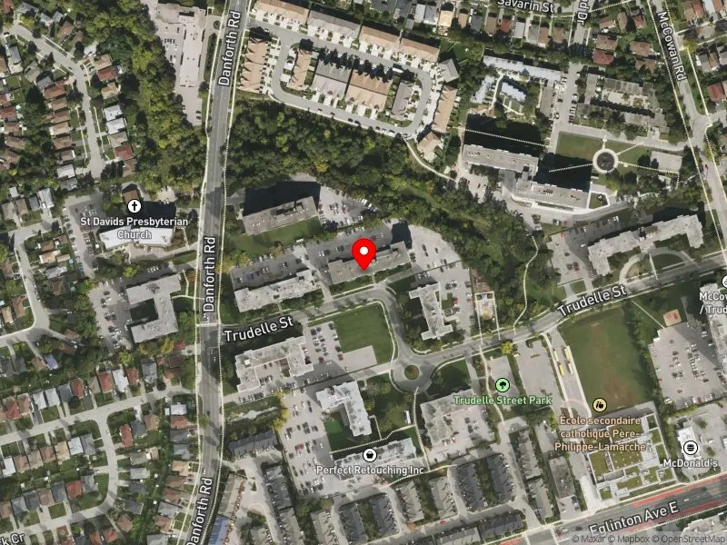 RentSafeTO apartment evaluation satellite view of 20 TRUDELLE ST in Scarborough Centre, Toronto