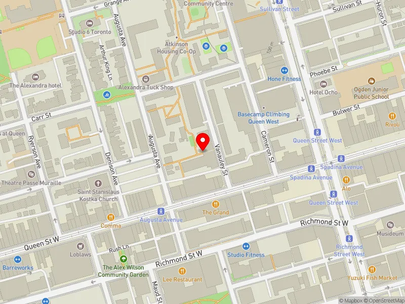 RentSafeTO apartment evaluation map view of 20 VANAULEY ST in Spadina-Fort York, Toronto